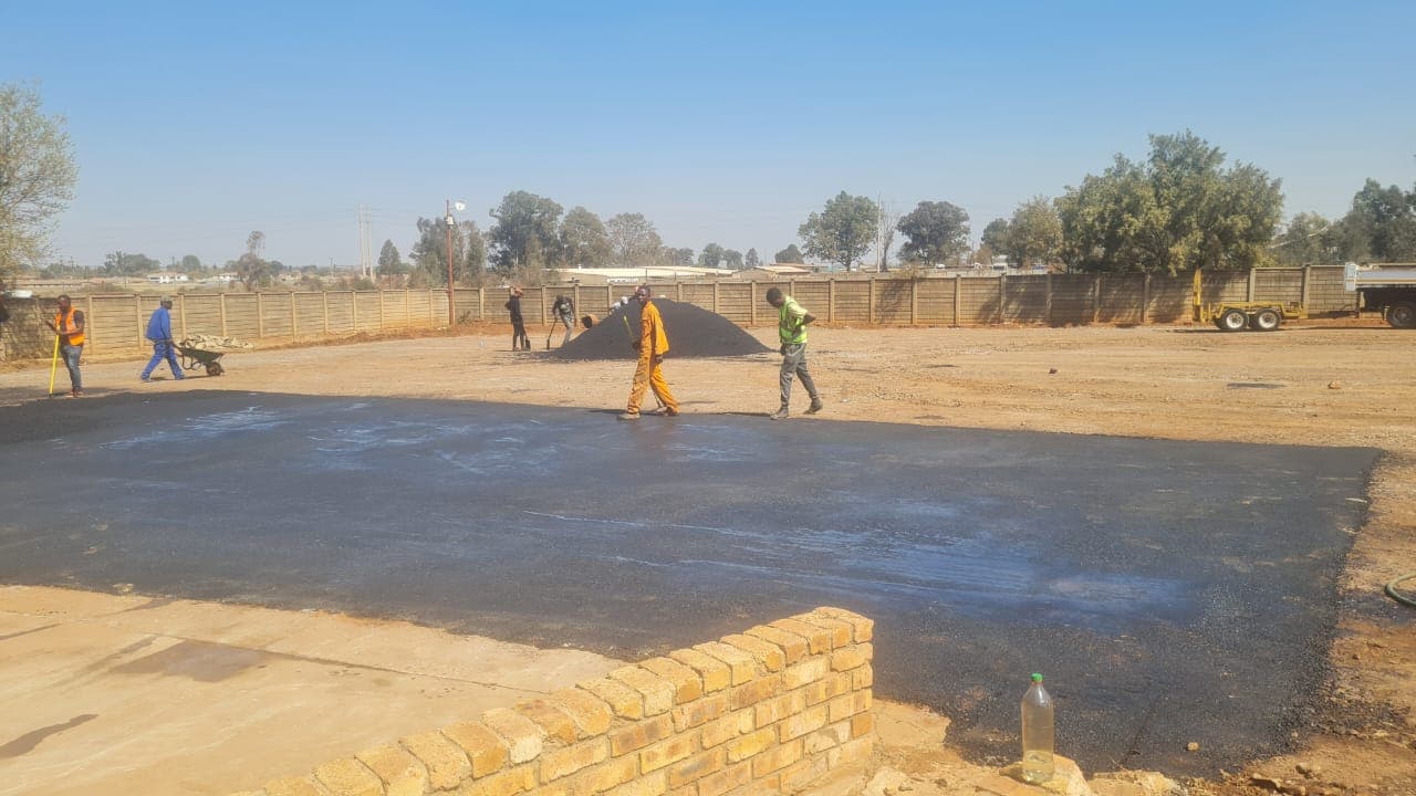 Newly surfaced and marked parking area