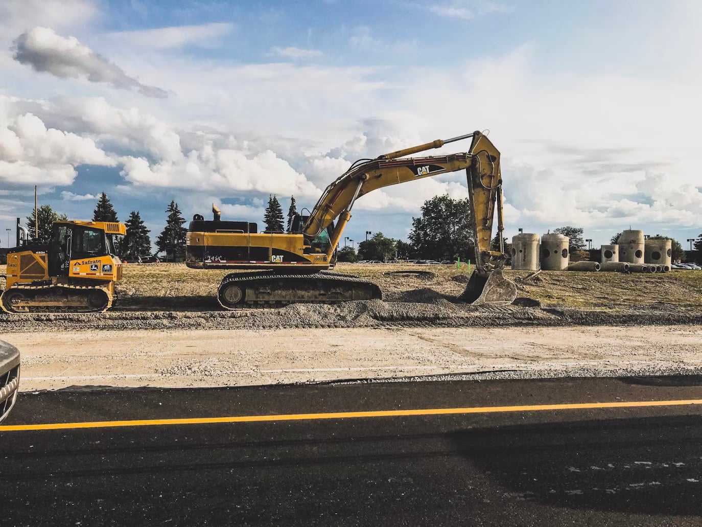 Professional asphalt road surfacing project
